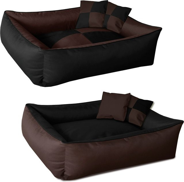 BedDog 2in1 Hundebett als Hundesofa und Hundekissen mit Rand im karierten Design und waschbar - Bild 1