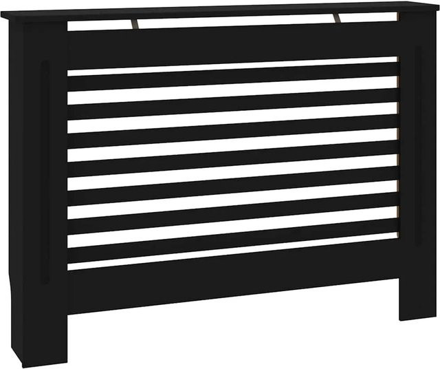 vidaXL Heizkörperverkleidung in Schwarz mit modernem Latten-Design aus MDF, B/T/H: 112 x 19 x 81,5 cm - Bild 1
