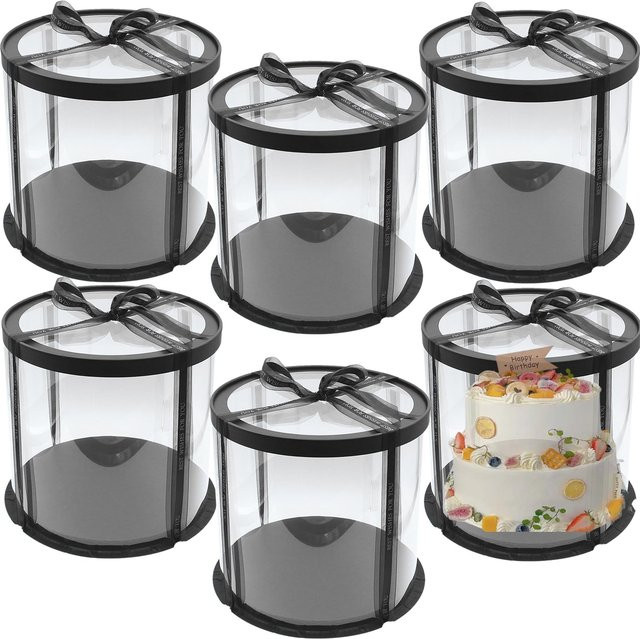 5 Stück transparente runde Kuchenboxen aus Kunststoff für deine Geburtstagsparty-Geschenkverpackung - Bild 1