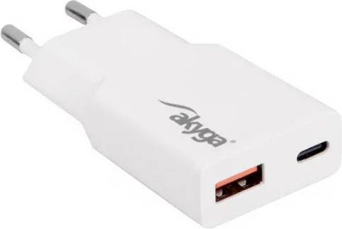 Akyga USB Ladegerät 30W mit USB-C und USB-A in Weiß - Bild 1