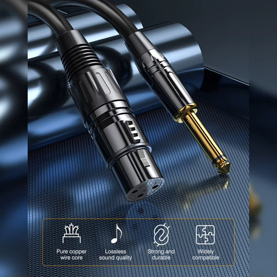 byscoon Symmetrisches XLR auf 6,5 mm Klinke Audiokabel in Schwarz für Mikrofon, Lautsprecher und Verstärker - Bild 2