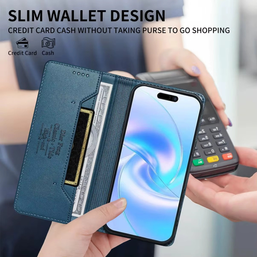 Brieftaschen-Handyhülle aus PU-Leder mit Kartenhalter und Magnetverschluss für Google Pixel 10 Pro, 9 Pro XL, 8, 7, 6A in Blau und Lila - Bild 3