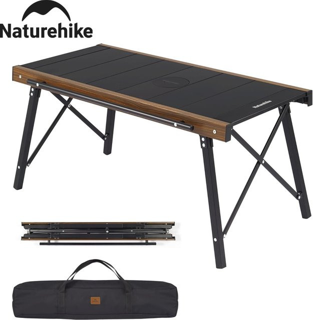 Naturehike Klappbarer IGT-Tisch Multifunktionaler Outdoor-Tisch mit Holz-Optik in Schwarz - Bild 1