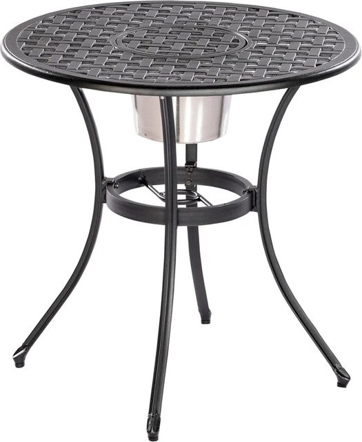 Merxx Gartentisch Rhodos rund aus Aluminium mit Kühler, Durchmesser: 70 cm, Farbe: Anthrazit/Schwarz - Bild 1