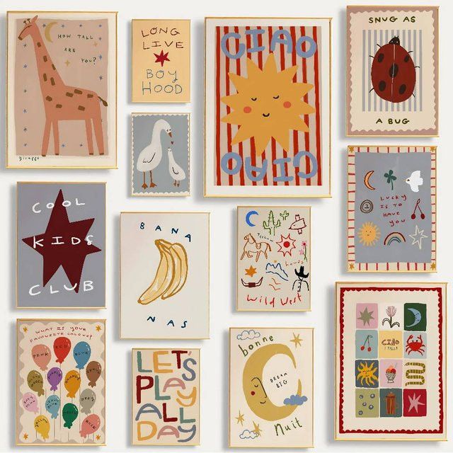 Cartoon Illustration Poster aus Papier für Schlafzimmer und Café, B/H: 10 x 15 cm - Bild 1