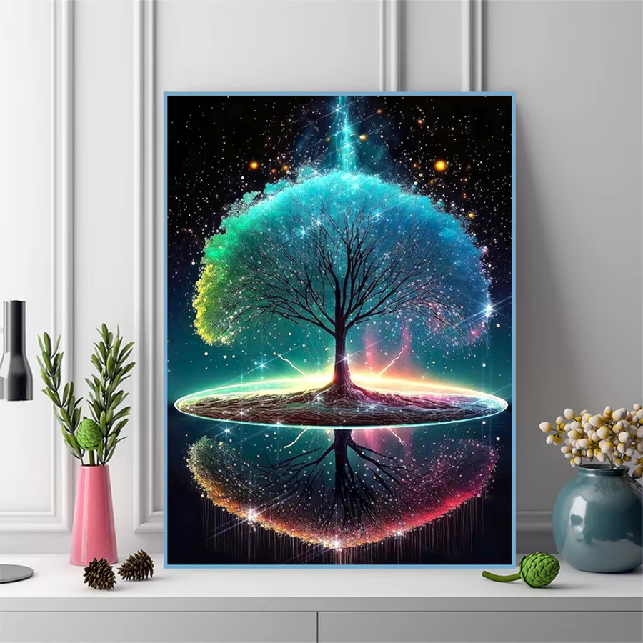 Evershine Diamant Mosaik DIY Set Baum Landschaft Strass Stickerei Kit in Multicolour, Breite: 30,0 cm, Höhe: 20,0 cm - Bild 3