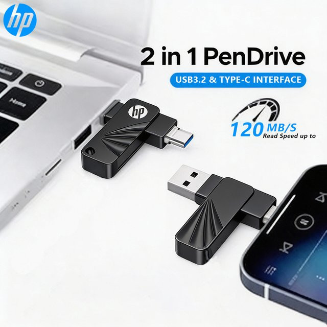 HP 762C Mini Metall USB-Stick USB 3.2 mit 64 GB Kapazität als 2-in-1 Flash-Laufwerk mit USB-C und USB-A Anschluss - Bild 1