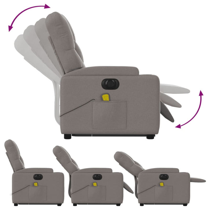 Vidaxl Elektrischer Massagesessel mit Aufstehhilfe in Taupe Meliert aus Stoff - Bild 3