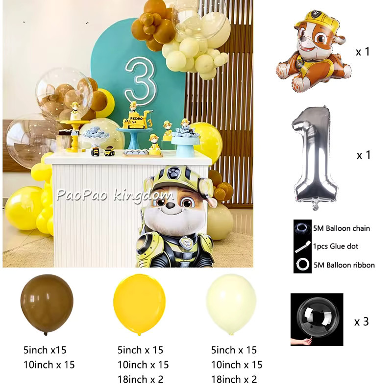 Paw Patrol Ballon-Set mit Bogen-Girlande aus Aluminiumfolie in Mehrfarbig für Kindergeburtstage und Babypartys - Bild 2