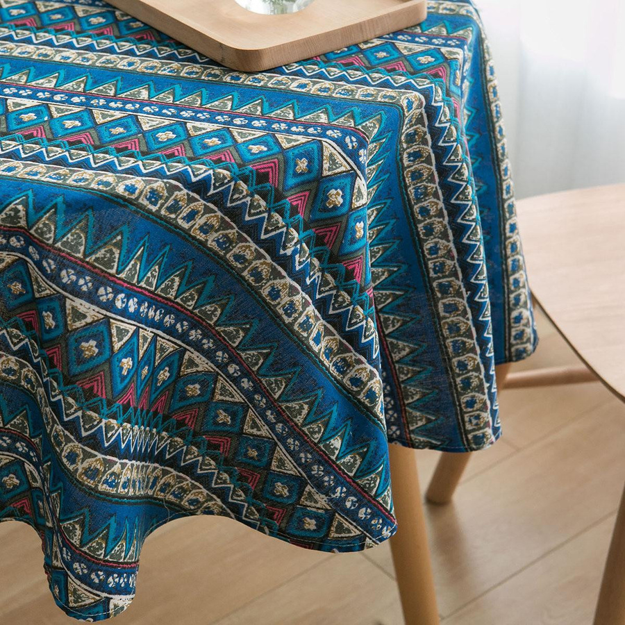 Runde Tischdecke von A Family Of Home Textiles in Blau mit geometrischem Druck, Durchmesser: 70 cm - Bild 2