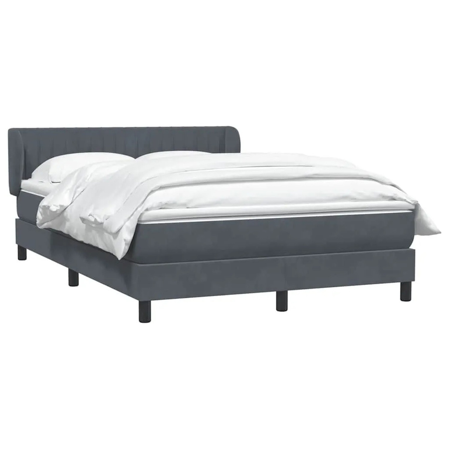 vidaXL Boxspringbett mit Matratze aus Samt in Dunkelgrau, B/T/H: 160 x 210 x 78 cm - Bild 2