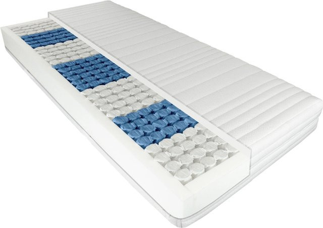 AM Qualitätsmatratzen 7 Zonen Taschenfederkernmatratze mit Klimafaser und abnehmbarem Bezug, Weiß, B: 120 cm, T: 200 cm, Härtegrad H3 - Bild 1