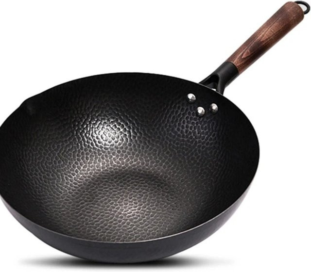 Konco Gusseisen-Wok unbeschichtet in Schwarz, Durchmesser: 32 cm - Bild 1