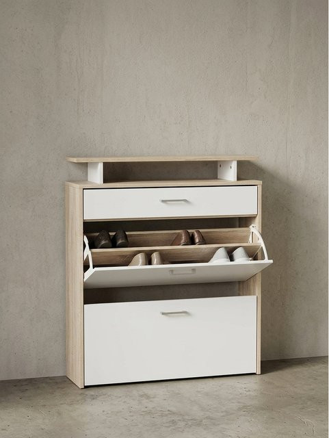 Schuhkipper KADIMA DESIGN in Sonoma Eiche, modern mit Schublade und Fächern, B/T/H: 80 x 24 x 95 cm - Bild 1