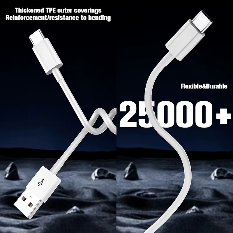 GeydrQ USB-A auf USB-C Ladekabel 30W Datenkabel für Samsung, Huawei und Xiaomi in Schwarz oder Weiß - Bild 2