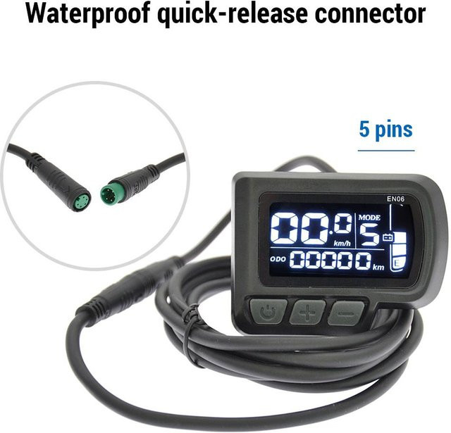 Shoemst Intelligentes LCD-Display mit Geschwindigkeitsmesser für Elektrofahrräder und E-Scooter in Schwarz - Bild 1