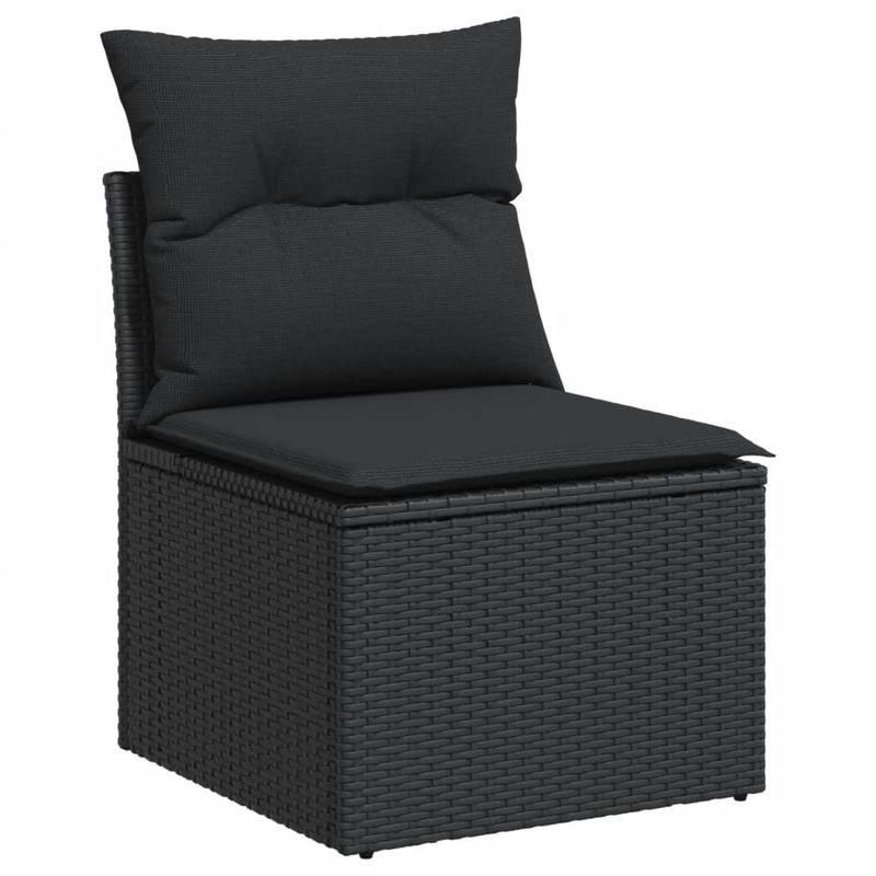 Vidaxl Garten-Sitzgruppe aus schwarzem Rattan mit Kissen im modernen Design - Bild 3