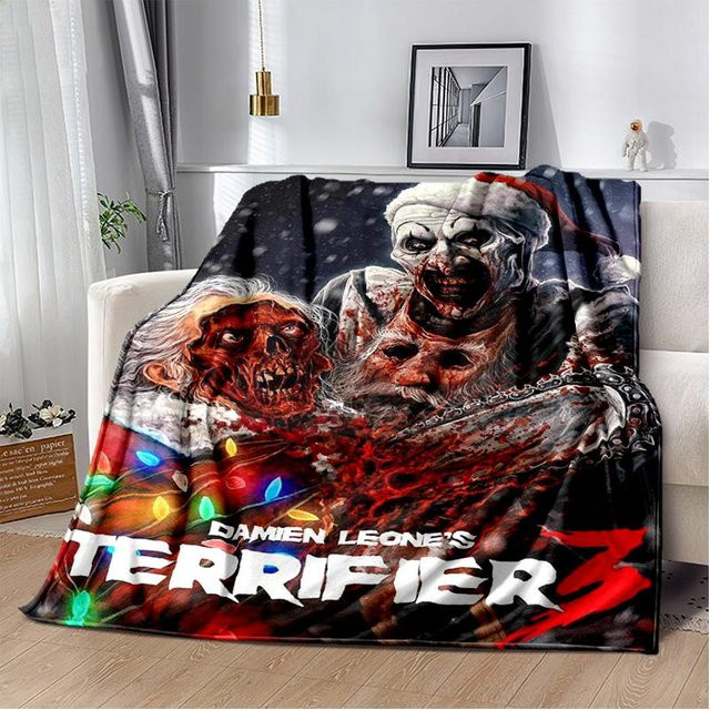 YangJOJO Terrifier Horrorfilm Plüschdecke aus Flanell, Mehrfarbig, B/T: 75 x 90 cm - Bild 1