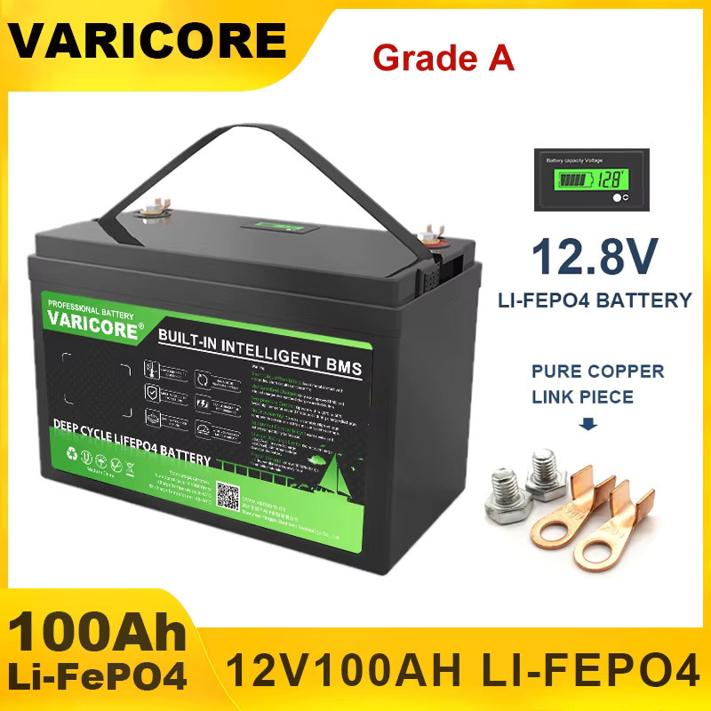 VariCore 12V 100Ah LiFePO4 Lithium-Eisenphosphat-Batterie mit BMS in Schwarz für Wohnmobile, Camper, Solaranlagen und Boote - Bild 2