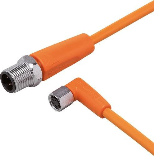 ifm electronic Verbindungsleitung EVT253, Stecker gerade und Buchse gewinkelt, Polzahl 4, Farbe: Orange, Länge: 0,3 m - Bild 1