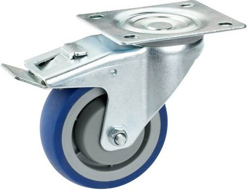 Dörner + Helmer Lenkrolle 716485 aus verzinktem Stahl in Blau mit 80 mm Rad-Durchmesser und 100 kg Tragfähigkeit - Bild 1