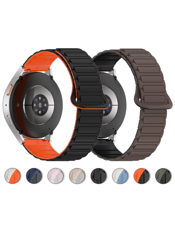 Fossil Uhrenarmband, Silikon, Magnetschlaufe, 22 mm, Schwarz, Multicolour - Bild 6