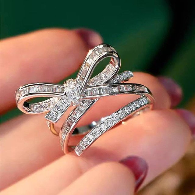 Huitan Ring, Schleifenförmig, Kupfer, Zirkonia, Damen - Bild 1