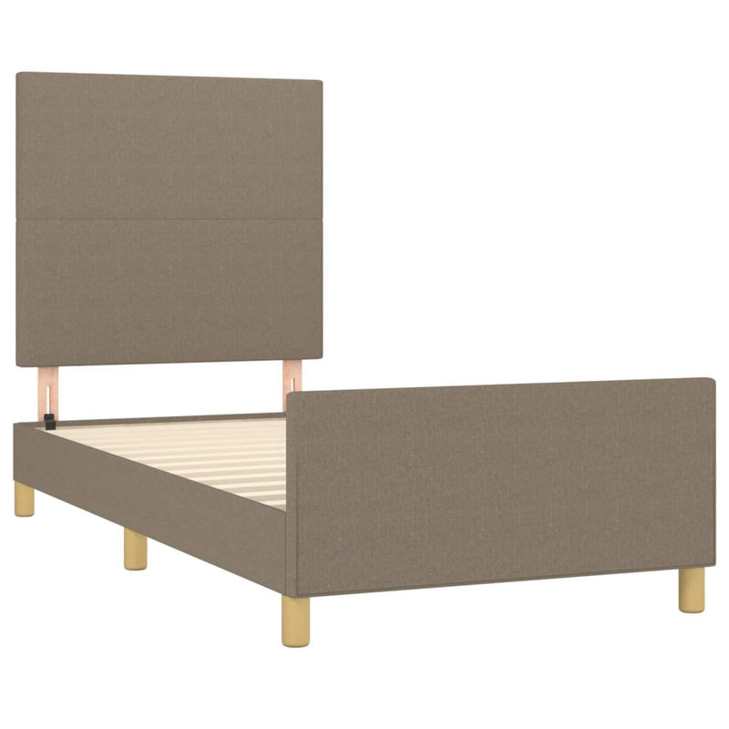 vidaXL Bettgestell mit Kopfteil aus Stoff und Lärchenholz in Beige/Grau, B/H: 80 x 200 cm - Bild 2