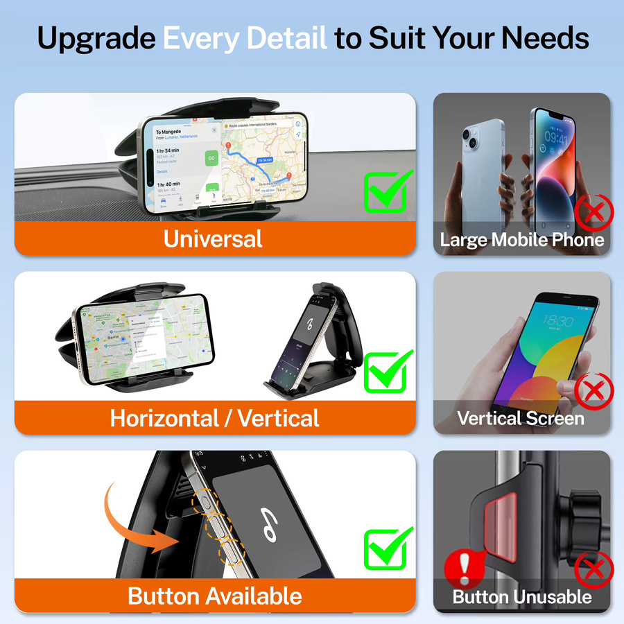 Universeller faltbarer Auto-Armaturenbrett-Telefonhalter in Schwarz für iPhone und Samsung Mobiltelefone - Bild 7