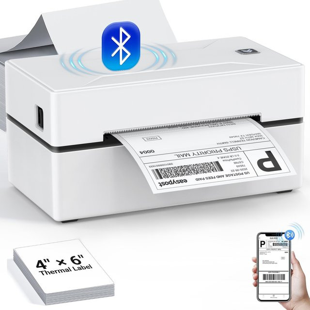 Marklife D100 Tragbarer Thermodrucker mit Bluetooth für Android, Mac, iOS und Windows, 4 x 6 Zoll Etikettendrucker - Bild 1