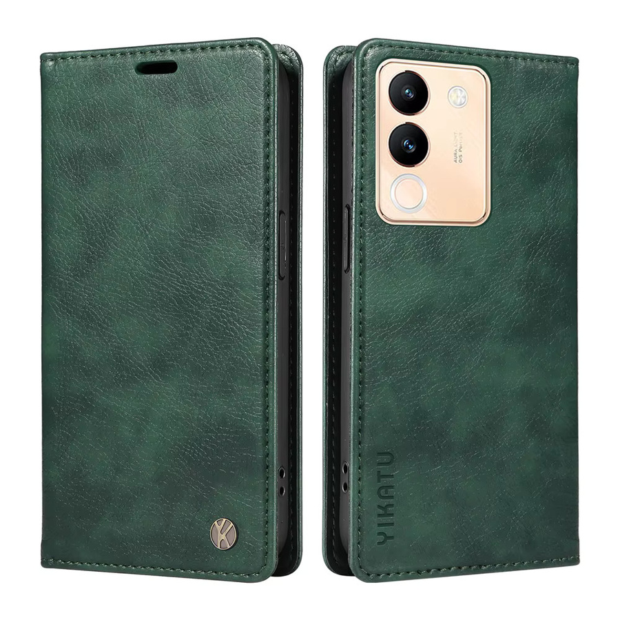 Magnetische Litchi-Leder-Brieftaschenhülle mit Klappfunktion für VIVO V50 V40 V30 V29 V27 S19 S18 Lite Pro SE V30E V29E V40Lite V50Lite 4G 5G in Grün - Bild 2