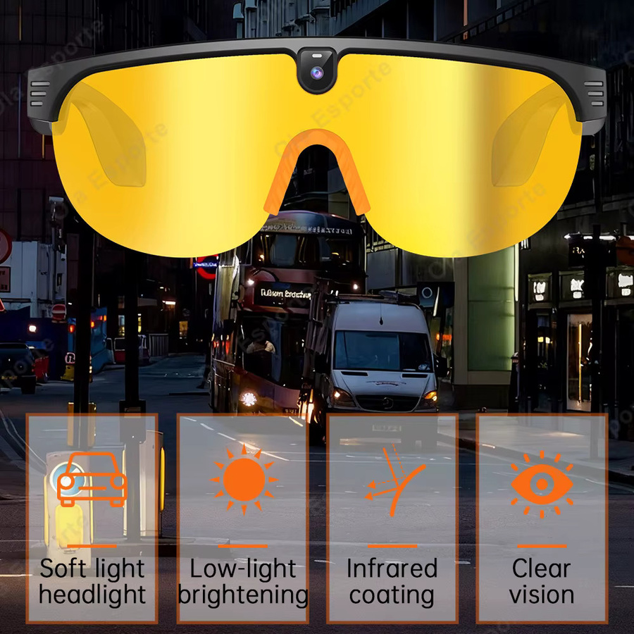 Ola Esporte KI-Smart-Fahrradbrille für Herren mit 4K HD Kamera, Videoaufnahme, Übersetzungsfunktion sowie Anruf- und Musikfunktion - Bild 4