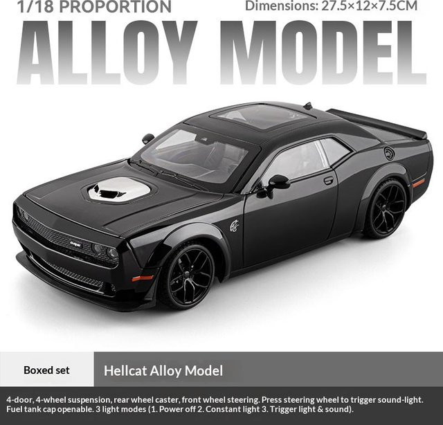 Linyi toy car Hellcat Automodell, Metall, 1:18, mit simuliertem Startgeräusch, ab 14 Jahren - Bild 1