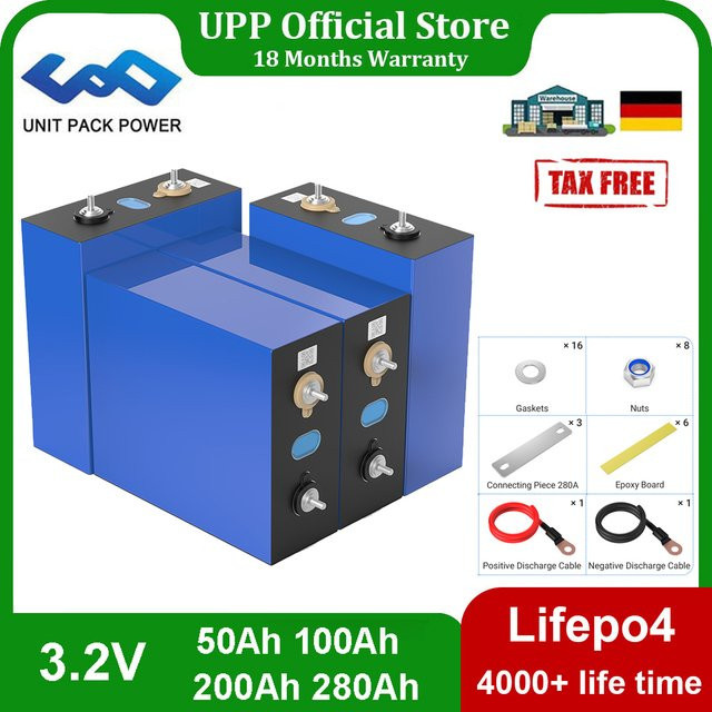 UNITPACKPOWER LiFePO4 Batteriezellen 3,2 V in Blau für Solar, Wohnmobil und Camping - Bild 1