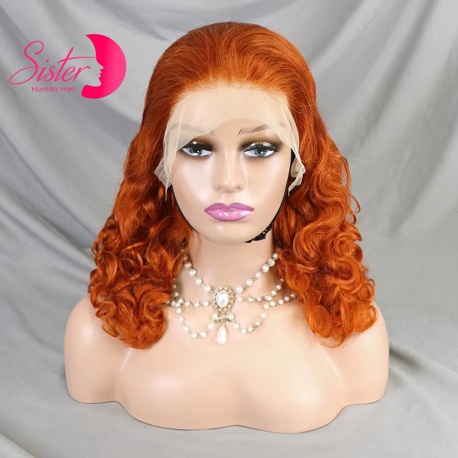 SISTER HAIR Echthaarperücke, Curly, Ingwer Orange, 13x4 Lace Frontal, Damen - Bild 2