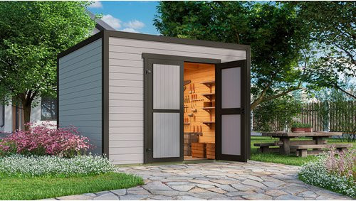 Weka Gartenhaus Batu 3 Log Cabin mit Flachdach in Light Grey, B/T: 300 x 300 cm - Bild 2