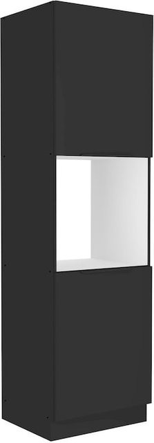 Küchen Hochschrank SIENA Schwarz Matt mit Einlegeböden Breite: 60 cm - Bild 1