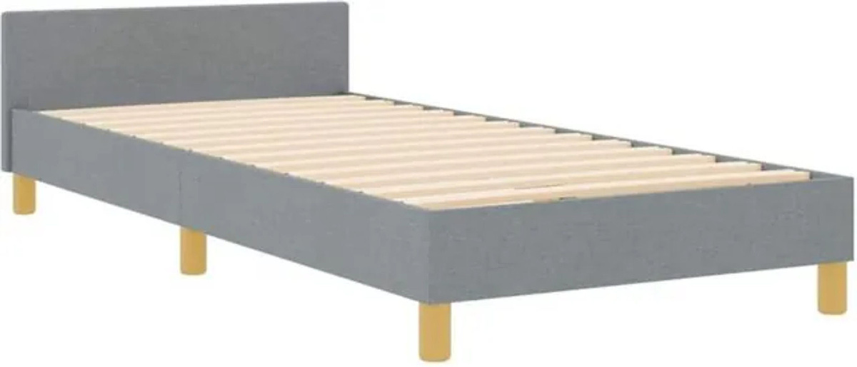 Modernes Polsterbett mit Kopfteil von vidaXL aus Stoff und Massivholz in Grau, B/T/H: 90 x 190 cm - Bild 1