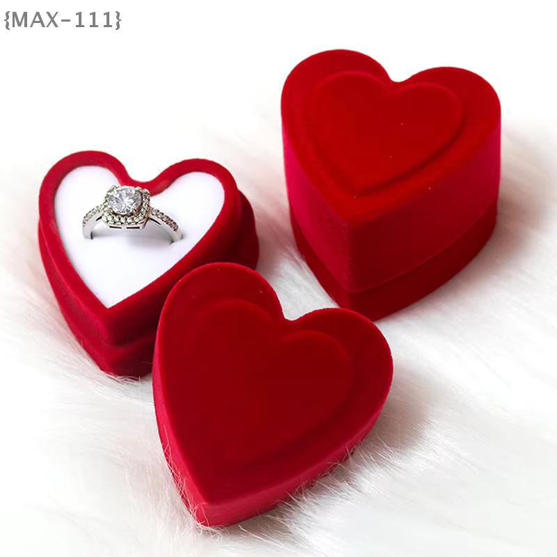 Herzförmige Ringbox aus rotem Samt für Schmuck, ideal für Hochzeit, Verlobung und Jubiläum (F2-MAX111) - Bild 2