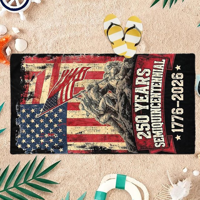 Struggel Strandtuch mit US-Flaggen Design, schnelltrocknend, Multicolor, B/H: 70 x 140 cm - Bild 1