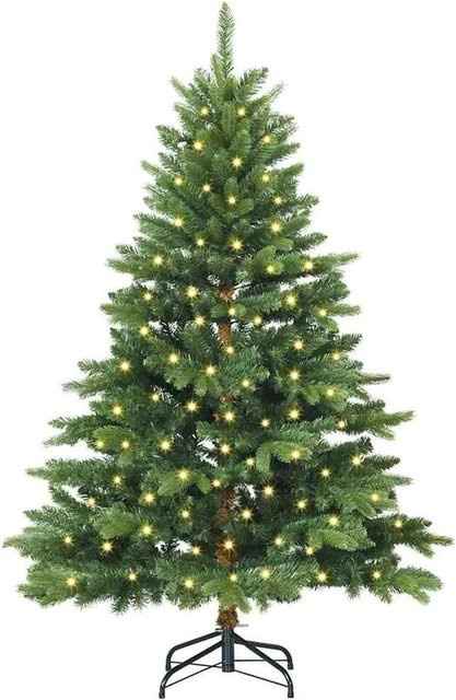 vidaXL Künstlicher Weihnachtsbaum mit 150 warmweißen LEDs in Grün, Höhe: 120 cm, aus PE und PVC - Bild 1