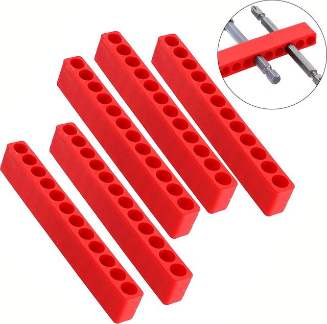 VIBRATITE Schraubendreher Bit Halter 5er Set mit 12 Löchern und 1/4 Zoll Hex Schaft aus Kunststoff als Werkzeug Organizer Box - Bild 1