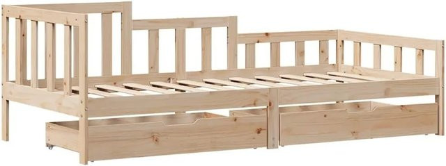 vidaXL Tagesbett aus massivem Kiefernholz mit Schubladen im rustikalen Design, B/T/H: 90 x 190 cm - Bild 1