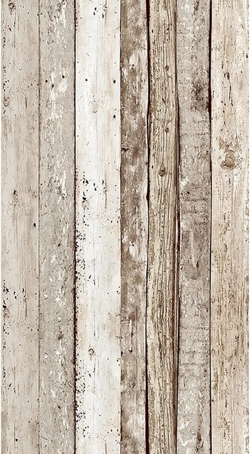 Livingwalls Vinyltapete in Holzoptik Selbstklebend Modern Geometrisch in Braun und Beige - Bild 1