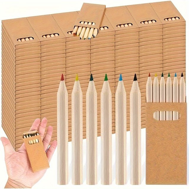 Set aus 36 Mini Buntstiften in Kawaii-Design aus Holz, Mehrfarbig, Länge: 8,8 cm - Bild 1