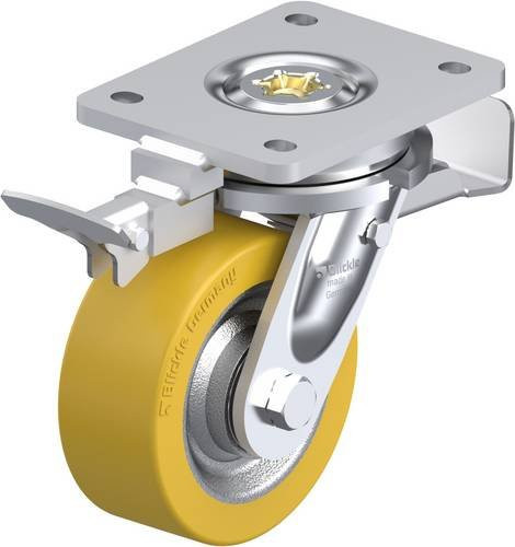 Blickle Lenkrolle LO-SETH 125K-ST-RI4 mit Feststeller, Farbe Silber, Rad-Durchmesser: 12,5 cm, Tragfähigkeit: 500 kg - Bild 1