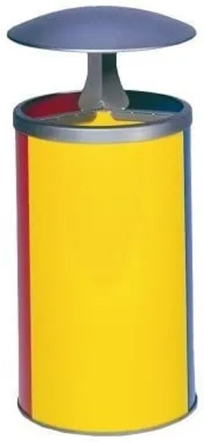 PROREGAL Wertstoffsammelstation mit Dach aus verzinktem Stahl, 3 Behälter à 30 Liter, Farben: Blau, Rot, Gelb, H x B x T: 89 x 42 x 42 cm - Bild 1