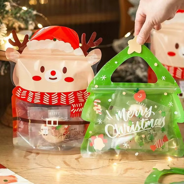 10 Stück wiederverwendbare Weihnachtsgeschenkbeutel und Halloween-Süßigkeitsverpackungen aus Kunststoff in Rot - Bild 2