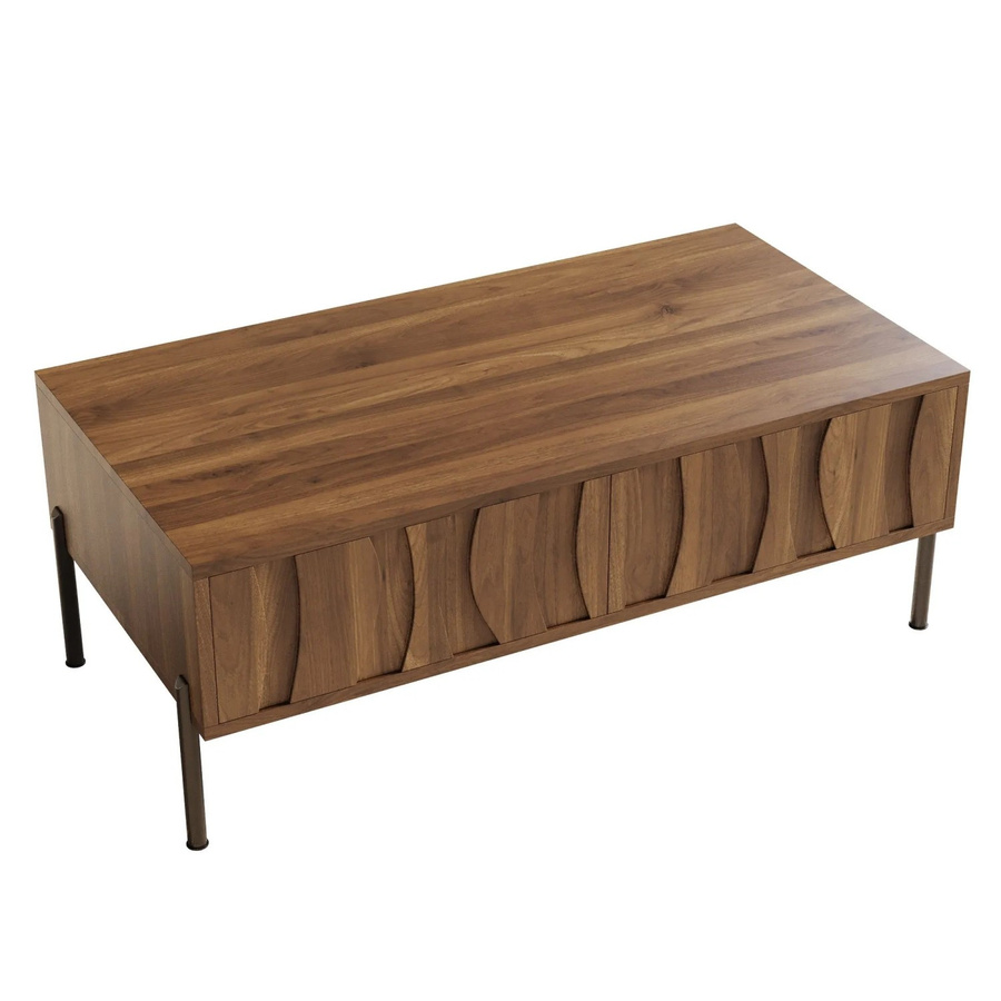 okwish Couchtisch im Retro-Stil in Natur Braun, B/T/H: 105 x 55 x 41 cm - Bild 2