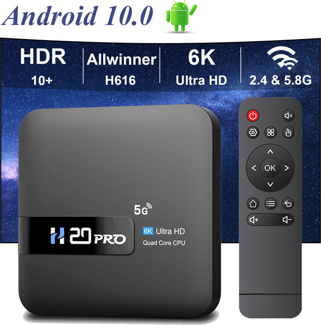 HONGTOP H20pro Android TV Box mit Android 10.0, 2GB RAM, 16GB Speicher, Dual-Band WiFi 2.4 & 5G, 4K UHD Media Player, Schwarz - Bild 1